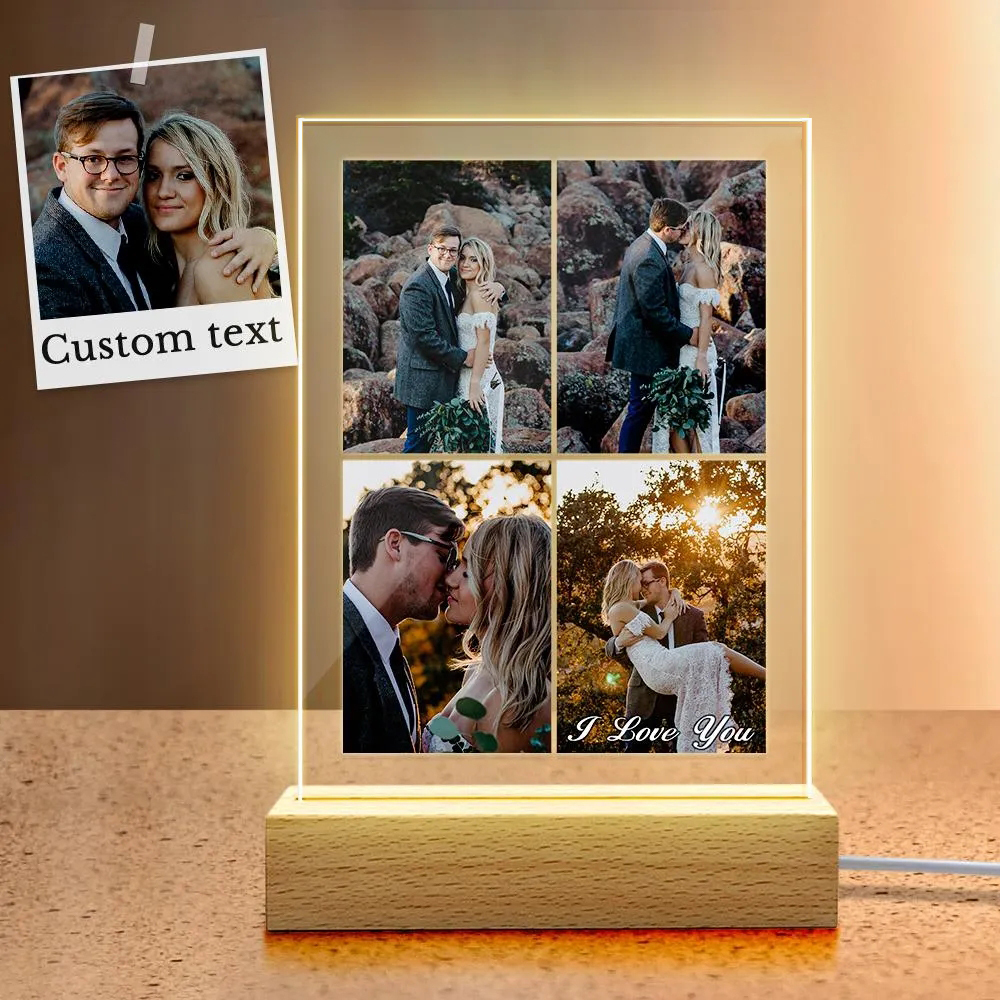 Custom Multi Photo Acrylic Night Light Personalized Collage Photo Lamp