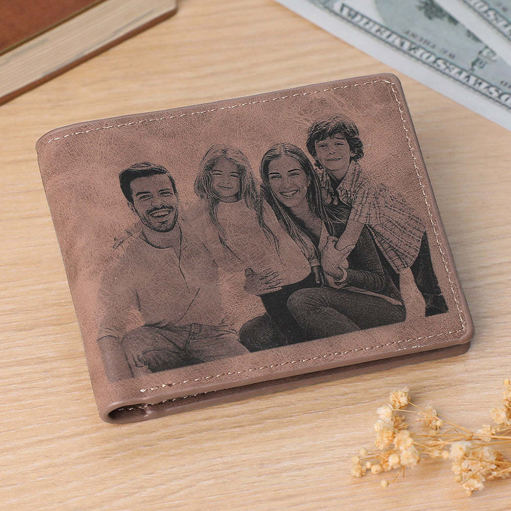 Personalized Photo Wallets Custom Text Mens Wallet With Picture Father's Day Gifts For Men - NameNecklace