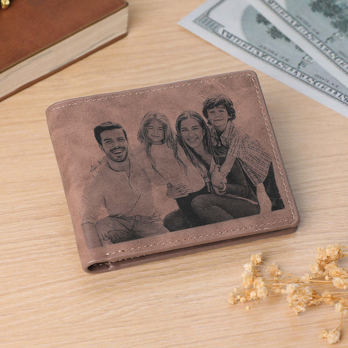 Personalized Photo Wallets Custom Text Mens Wallet With Picture Father's Day Gifts For Men - NameNecklace