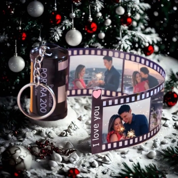 Personalized Spotify Code Camera Roll Keychain with Text Gift for Couple