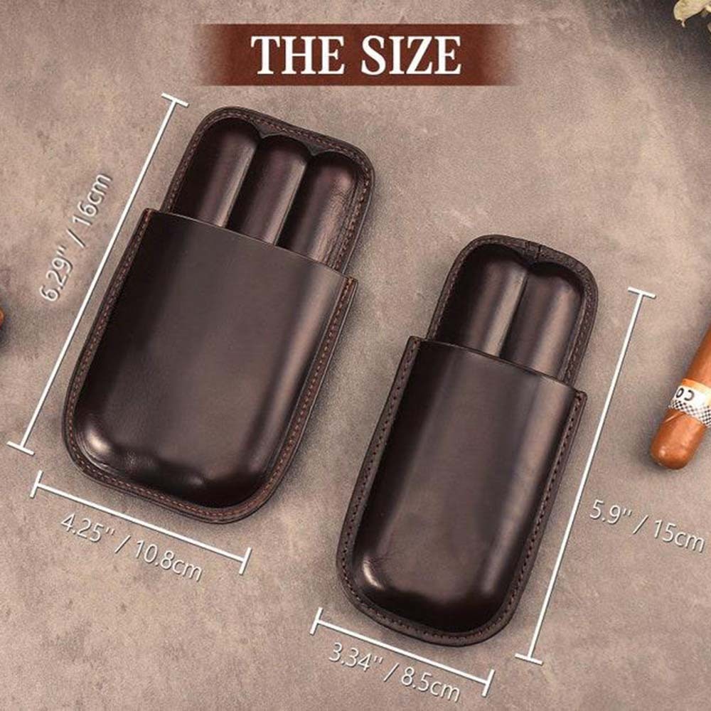 Personalized Leather Cigar Case Custom Engraved Cigar Holder Premium Leather Gift for Cigar Lovers