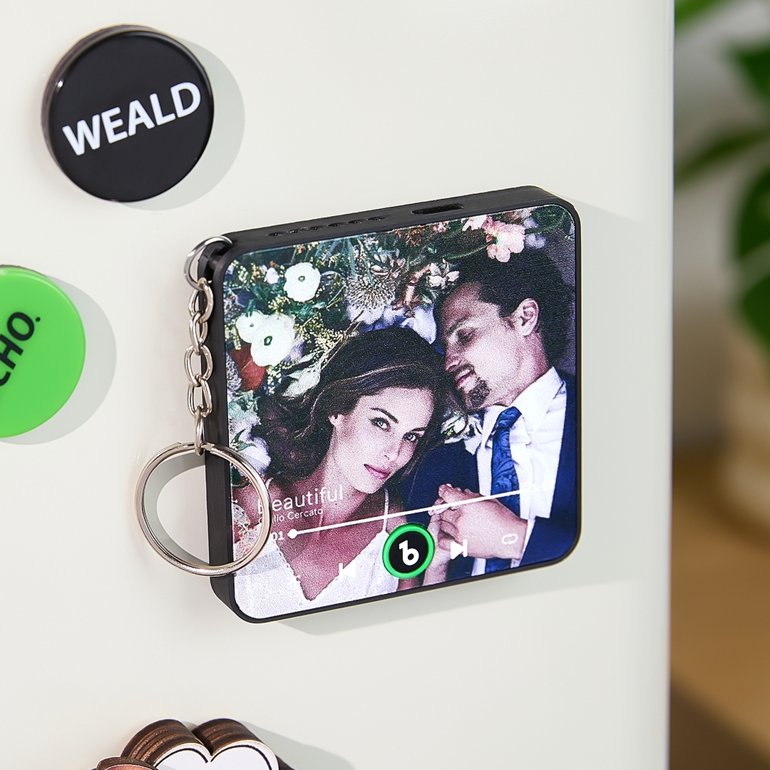 Custom Mini Music Fridge Magnet Keychain Personalized Photo Music Keyc