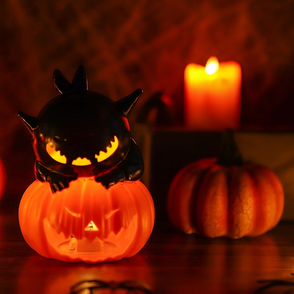 Halloween Haunted Night Creepy Pumpkin Light-Up Prop