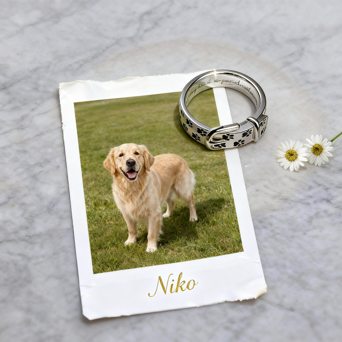 Personalized Pet Collar Ring Custom Engraved Name & Inner Message - namenecklace