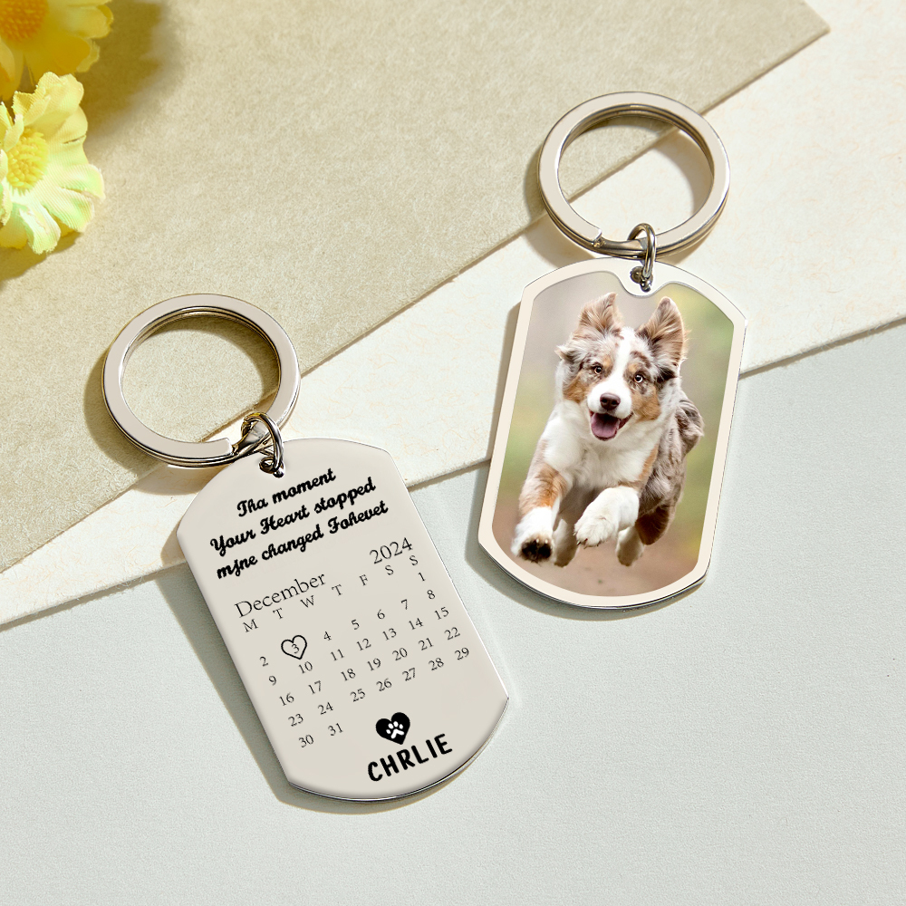 Custom Photo Keychain Personalized Pet Memorial  Gifts For Dogs, Cats - A Loyal Heart Never Fades