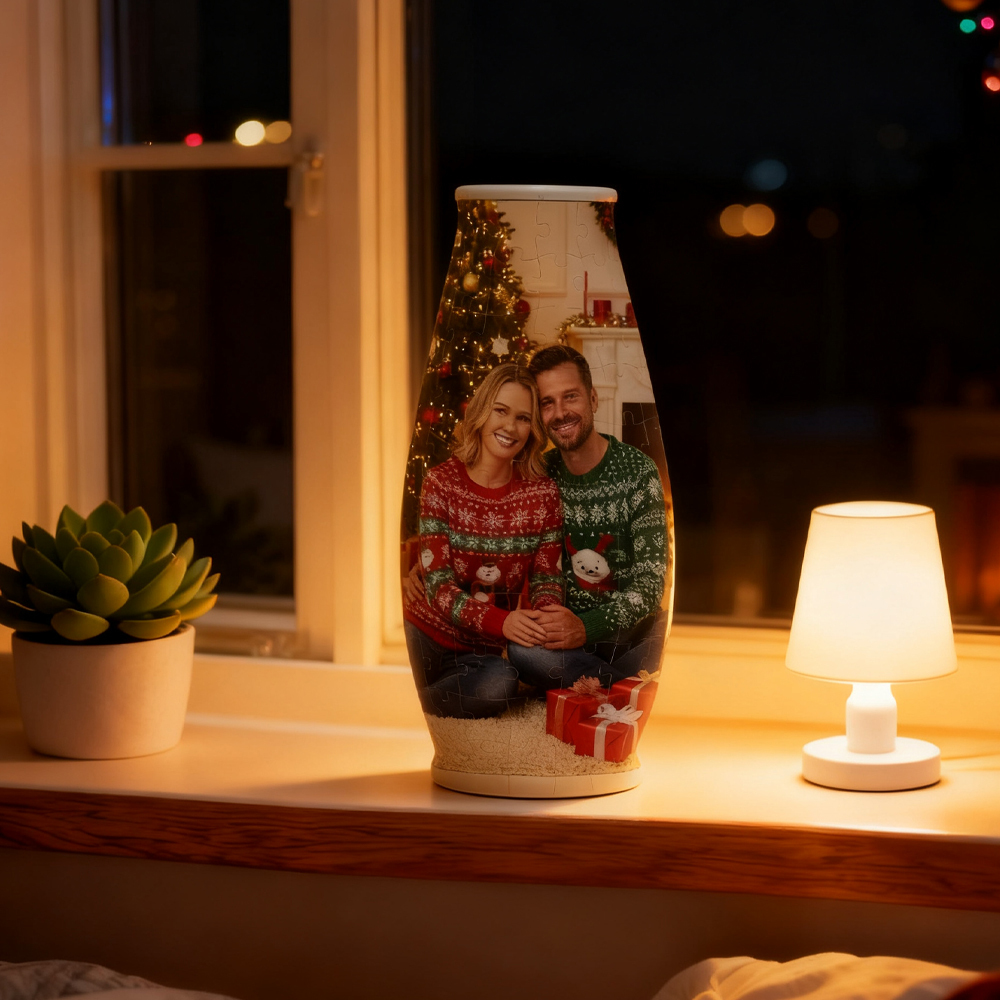 Custom Photo 3D Puzzle Vase DIY Flower Arrangement Ornament with Light Home Decoration Christmas Gift Toy
