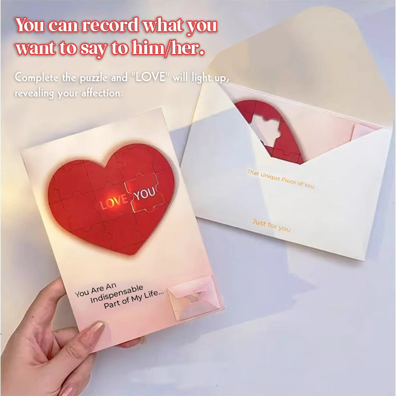 Love-Shape Jigsaw Puzzle Recording Card Confession Surprise Valentine's Day Gift for Girlfriend