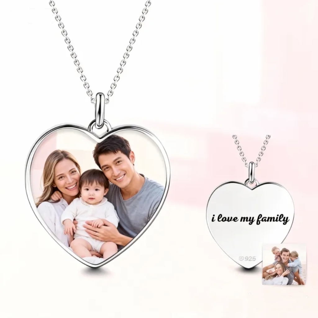 Engraved Heart Photo Necklace