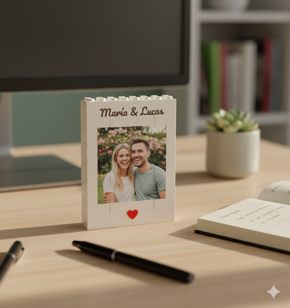 Custom Photo Brick Puzzle Frame – Build Your Love, A Romantic Couple Gift for Valentine’s Day & Anniversaries - namenecklace