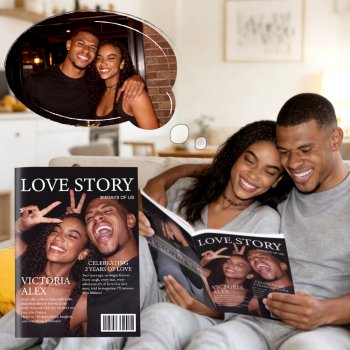 Personalized LOVE STORY Magazine for Couples on Valentine's Day - namenecklace
