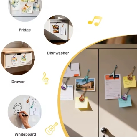 4Pcs Guitar Cute Fridge Magnets Musical Instruments Refrigerator Magnets - namenecklace