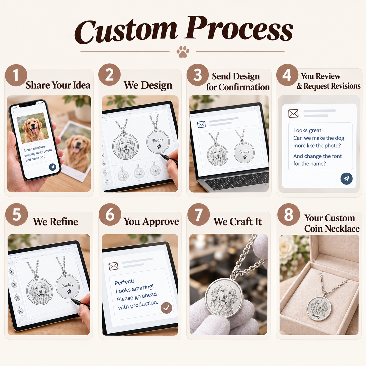 Custom 3D Pure Silver Coin Necklace From Your Photo or Idea – Turn Your Favorite Memory Into a One-of-a-Kind Gift for Her
