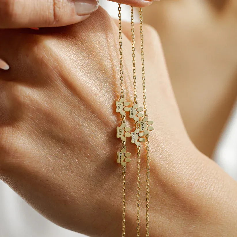 Custom Paw Print Bracelet & Personalized Pet Name Jewelryfor Pet Lovers