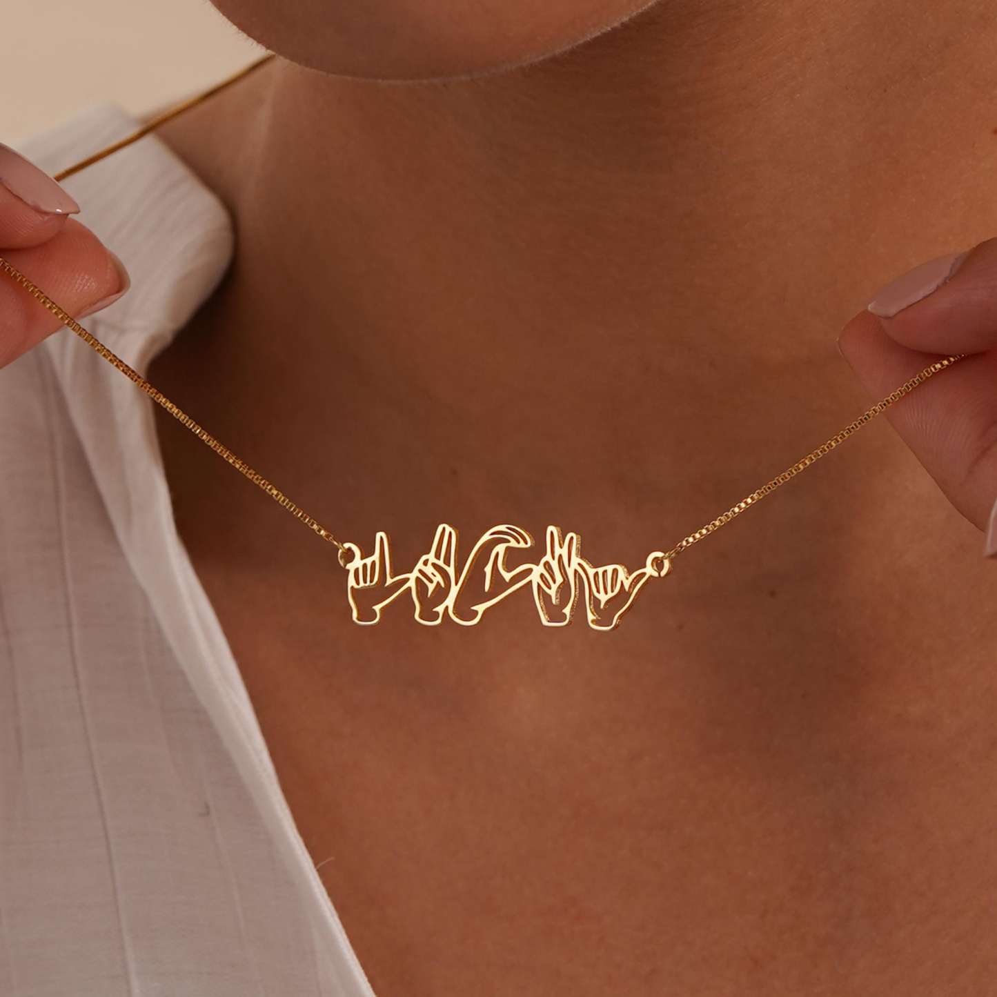 Custom Sign Language Name Necklace Personalized Gesture Name Necklac ASL BSL Jewelry Romantic Valentine's Day Gift