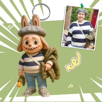 Custom 3D Mini Figure with Cheeky Smile and Cartoon Creature Look - namenecklace