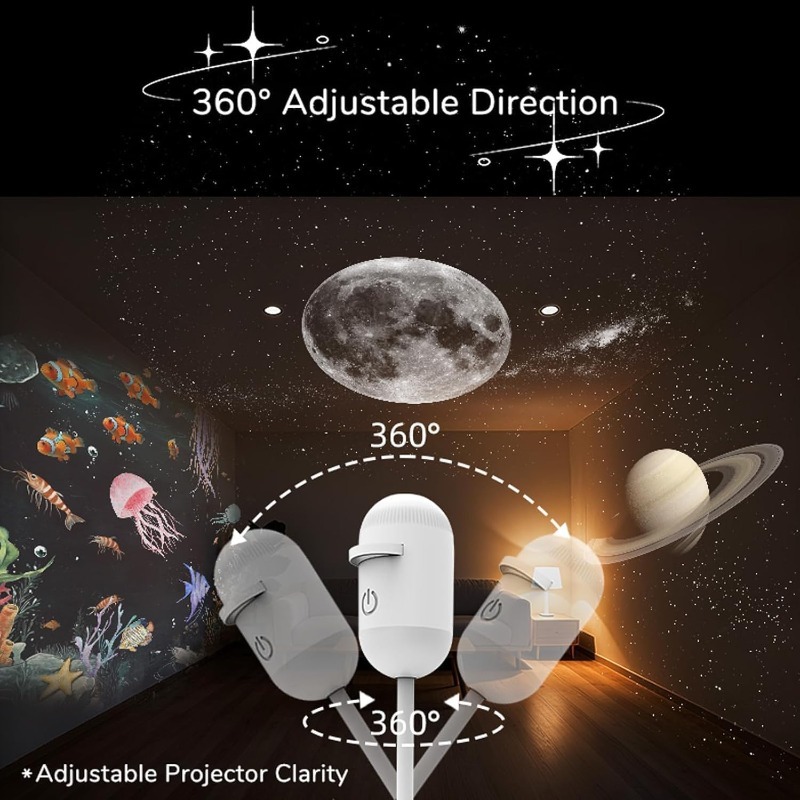 Portable Starry Sky Night Light Projector with Adjustable Focus USB Powered Galaxy Projector Lamp for Bedroom and Car Decor