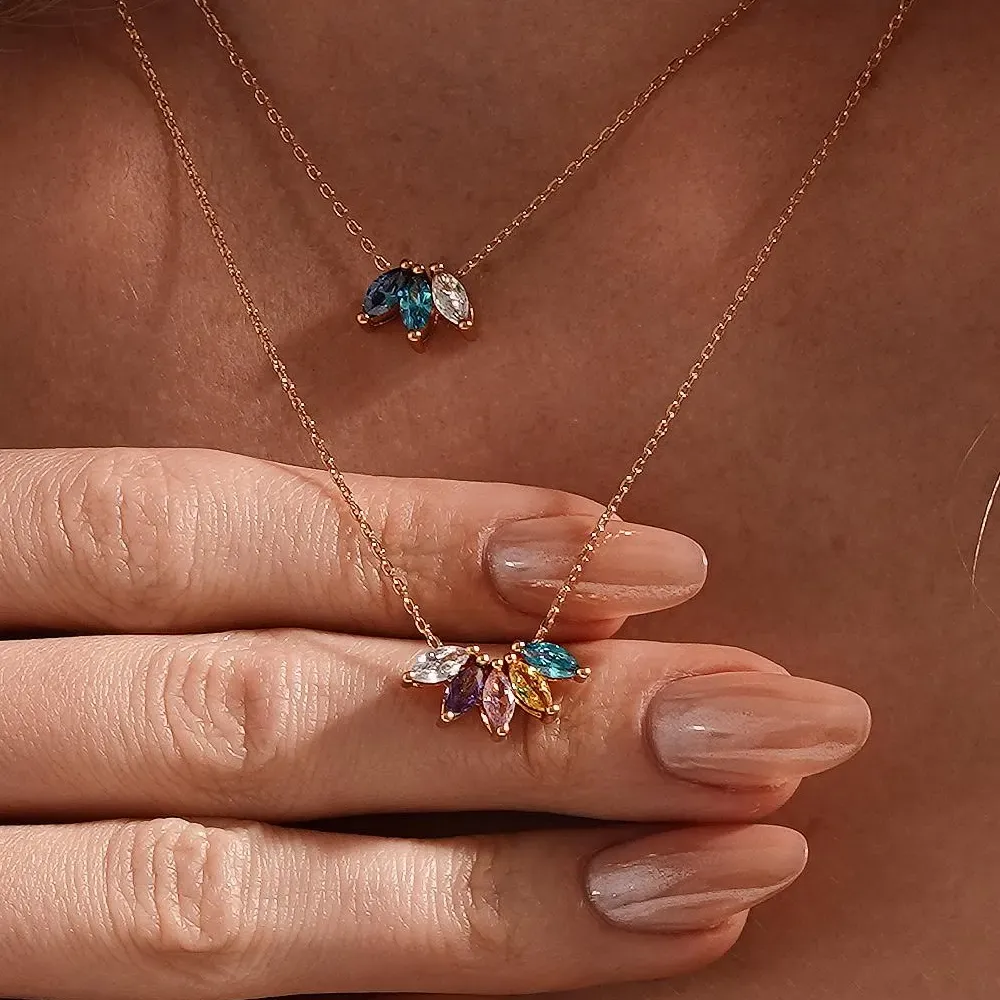 Personalized Family Birthstone Necklace Custom Number of Stones Family Tree Birthstone Necklace Minimalist Family Stone Jewelry Gift for Her