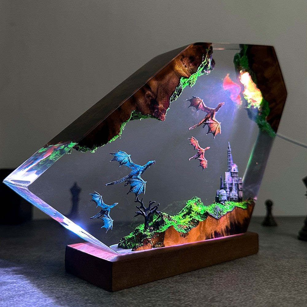 Dragon Fly Resin Night Light Art Resin Lamp Resin Diver Lamp