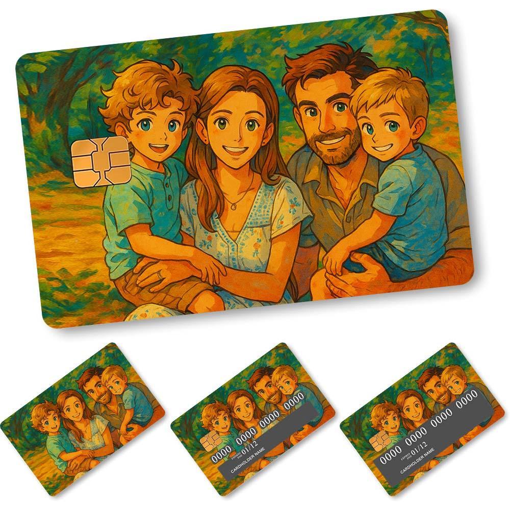Custom Card Cover Your Photo Sticker Waterproof Card Cover Personalized Card Skin Set 4 Pieces in 1