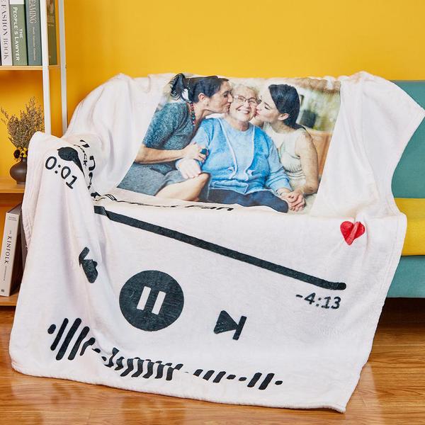 Personalized Photo Blanket Custom Blanket, Music Blanket Song With A Song Code