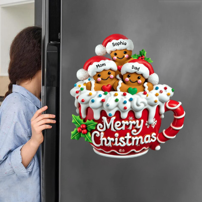 Merry Christmas - Personalized Gingerbread Family Decal