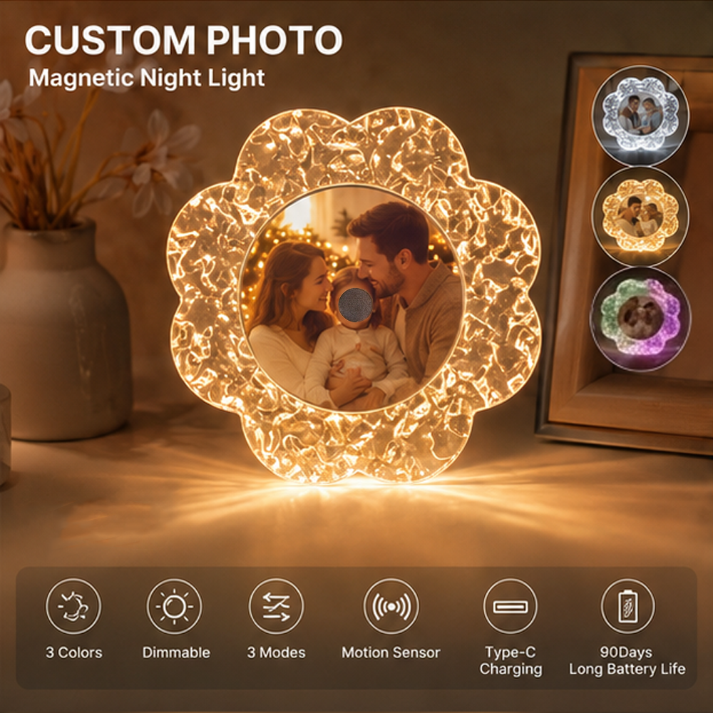 Personalized Photo Magnetic Night Light Custom Picture Infrared Sensor Lamp Father's Day Gift for Best Dad Ever