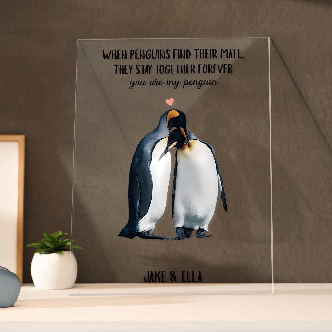 When Penguins Find Their Mate Gift Custom Named Plaque Anniversary Gift