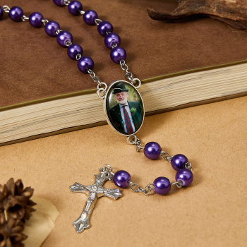Memorial Gift  Customized Rosary Personalised Rosary Beads with Photo Custom Rosary Beads Cross Multi-Color Necklace Sentimental Rosary Photo Necklace
