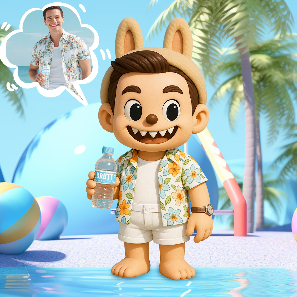 Custom 3D Cartoon Figure with Mischievous Expression and Unique Character Design - namenecklace