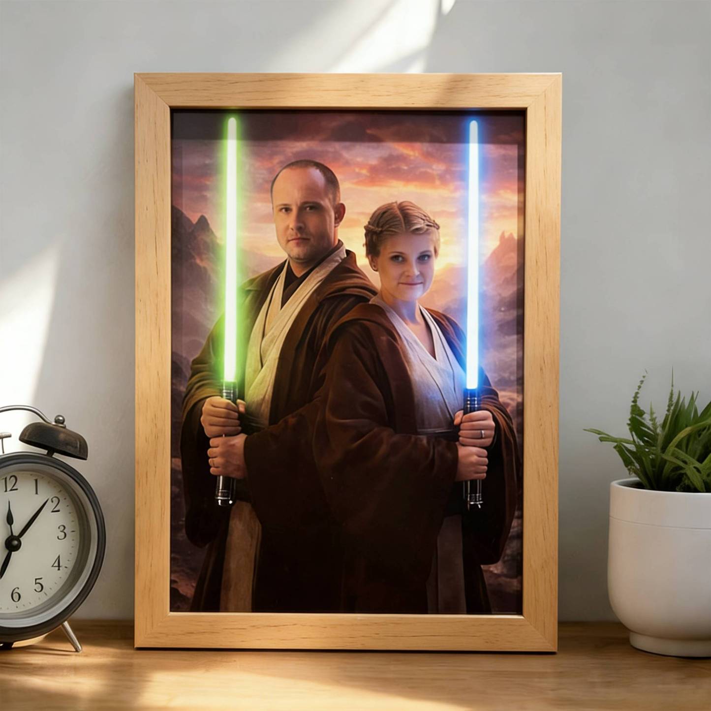 Custom Lightsaber Galactic Hero Couple Portrait Frame Gift Valentine's Day Gifts for Couple - namenecklace