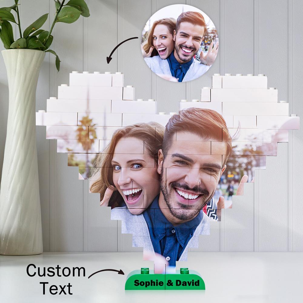 Gifts for Her Custom Building Brick Personalized Photo Block Heart Shaped - soufeelus