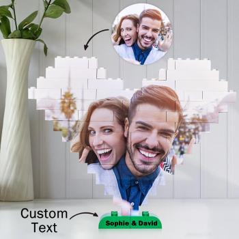 Gifts for Her Custom Building Brick Personalized Photo Block Heart Shaped - soufeelus