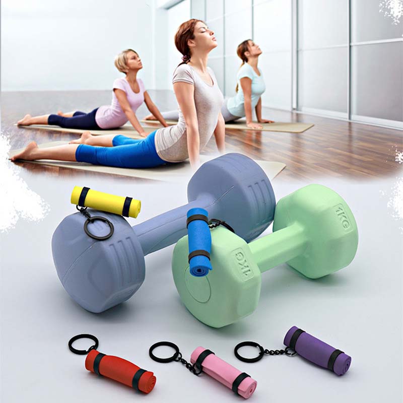 Mini Rolled Yoga Mat Keychain Cute Rolled Yoga Mat Keyring Fitness Motivation Charm for Gym Bags