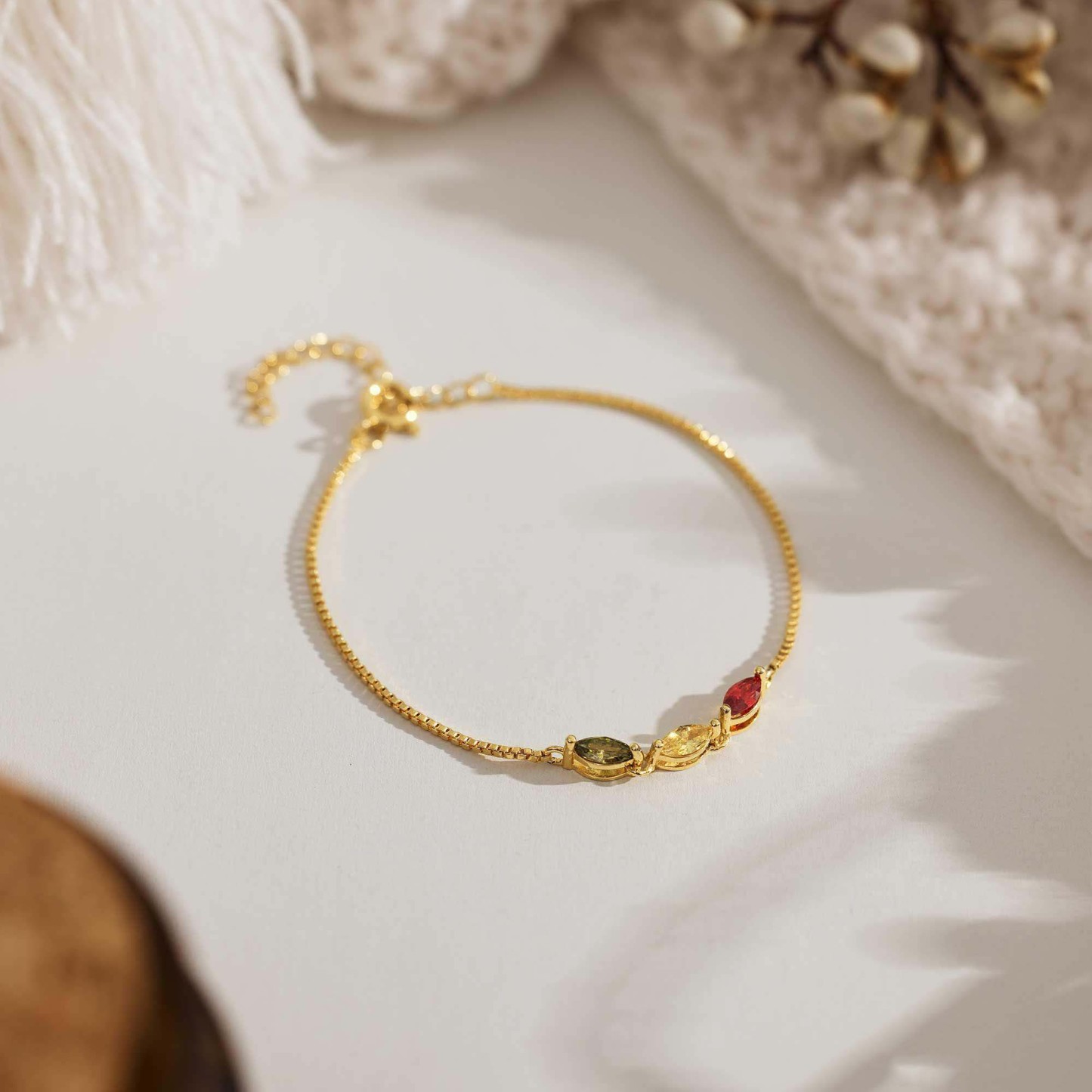 Personalized Marquise Birthstone Bracelet Custom 1 to 5 Birthstones Jewelry Custom Family Names Bracelet Custom Gift for Mom  Mother's Day Gift for Wife