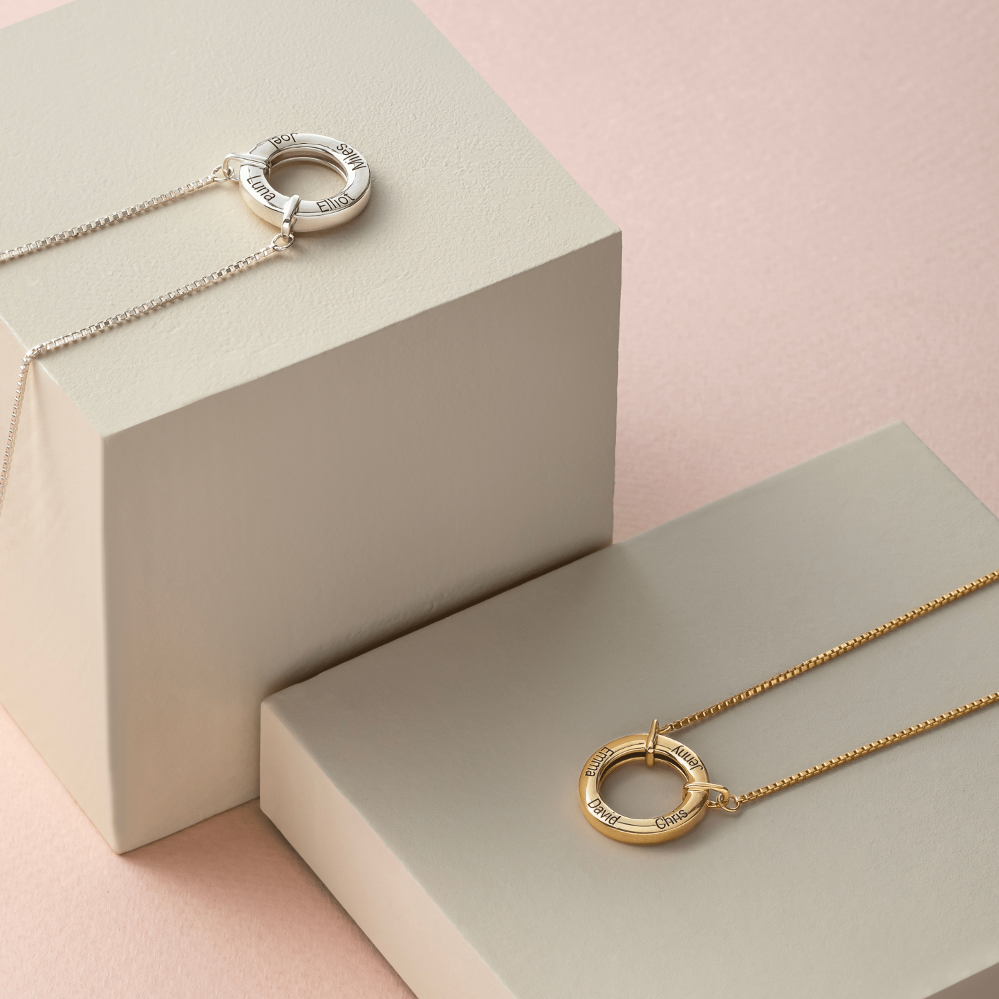 Personalized Family Circle Necklace Custom Engraved Love Circle Necklace The "Forever Connected" Engraved Circle Necklace