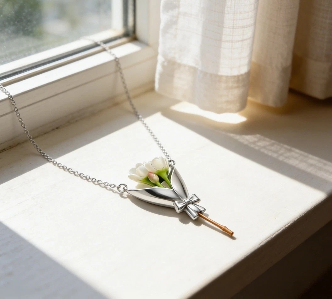 Mother’s Day Bouquet Necklace Bouquet Necklace Flower Holder Necklace Pendant Floral Vase Necklaces Gift - namenecklace