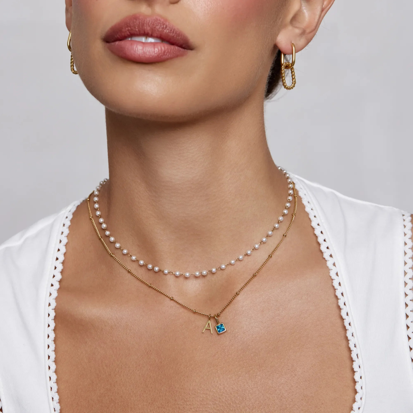 Personalized Birthstone Initial Necklace Custom Letter Pendant with Birthstone Detail Minimalist Initial and Gemstone Charm Necklac