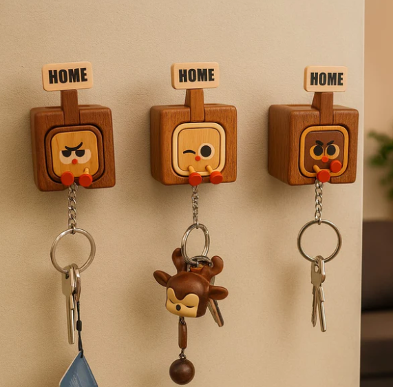 I’m Home / I’m Away Keychain – Reversible Sign Wooden Keyring  for Daily Use Simple Way to Show Your Status
