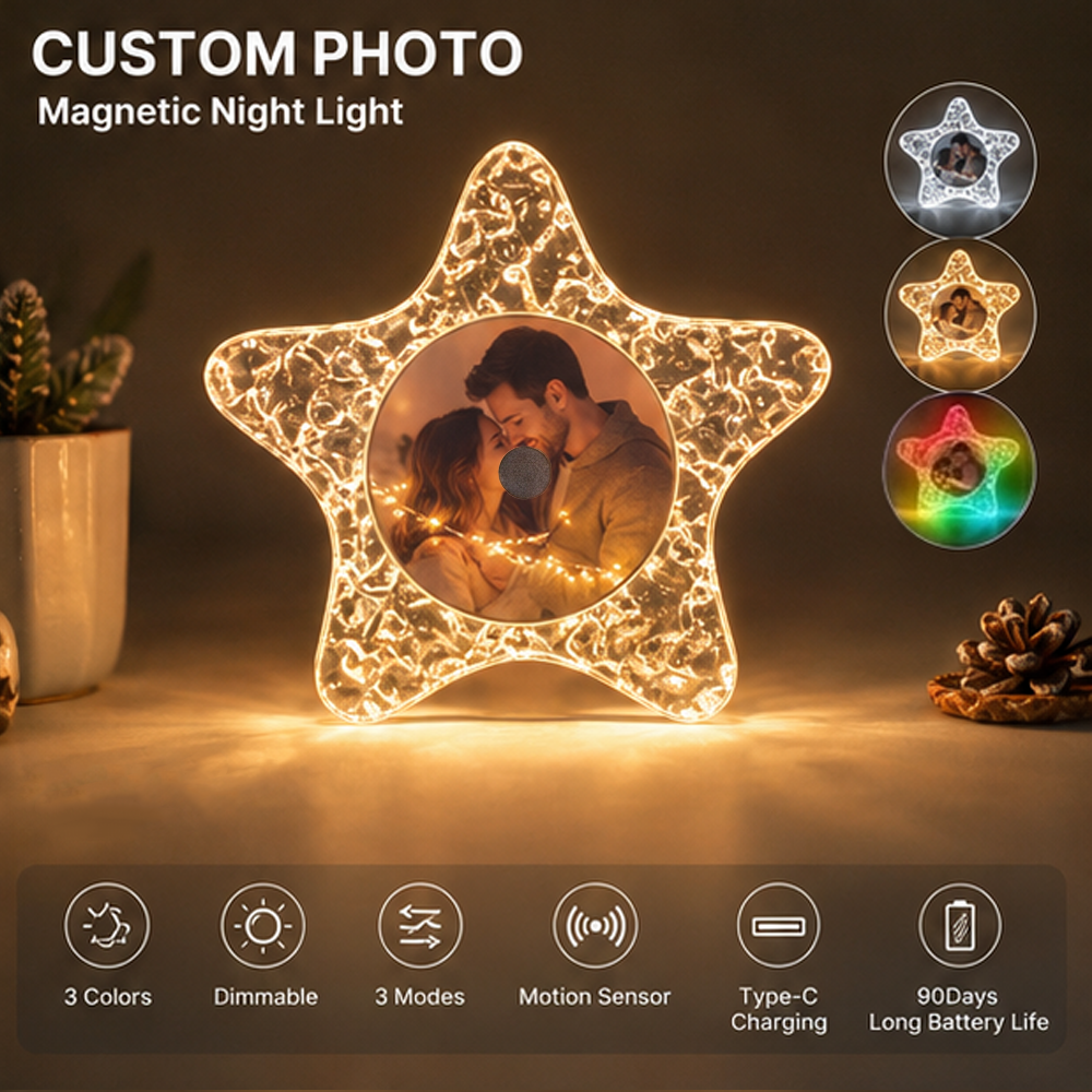 Personalized Photo Magnetic Night Light Custom Picture Infrared Sensor Lamp Father's Day Gift for Best Dad Ever