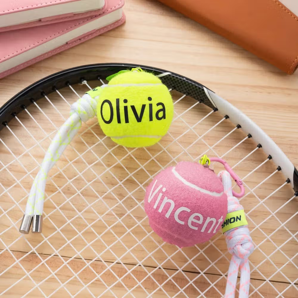 Personalized Tennis Ball Bag Charm Custom Name Keychain Gift For Tennis Lovers Teammates