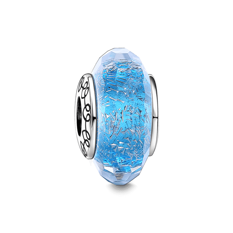 Ocean Murano Glass Charm Bead Silver