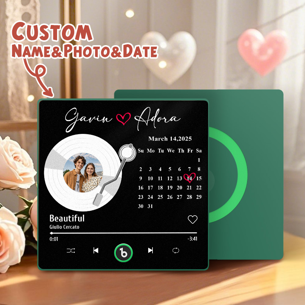 New 4.0 Upgrade Custom Music Fridge Magnet Colorful Frame Album Fridge Magnet Can Play Songs Gift for Couple Can Upload Your Music