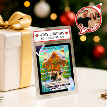 Custom Merry Christmas Card I Choose You Present for Family Turn Your Photo into a Unique Collectible Pixel Man Style Card Xmas Gift - namenecklace