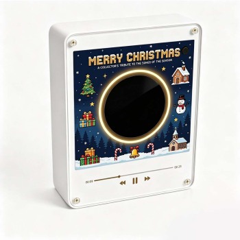 Christmas Pixel Art Vinyl Record Player Refrigerator Magnet Music Player Interactive Christmas Pixel Art Vinyl Record Magnet NFC Music Player