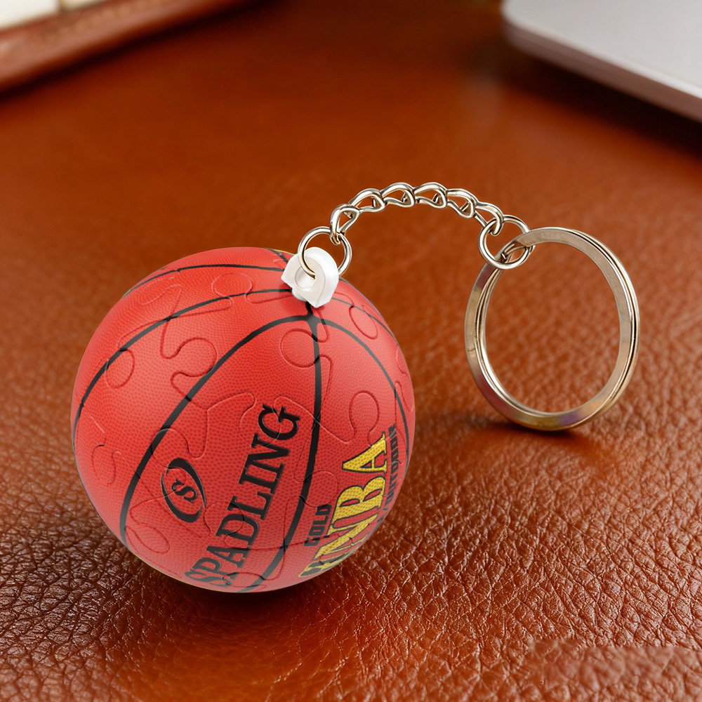 3D Puzzle Ball Keychain Sports Ball Puzzle Keyring Mini Soccer Basketball Globe Keychain Funny 3D Spherical Puzzle Keychain