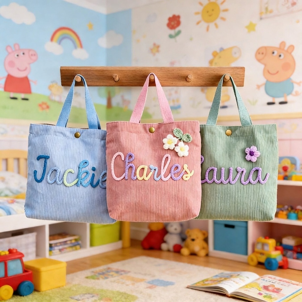 Personalized Quilted Handbag for Little Girls Custom Kids Mini Tote Bag Birthday Gift for Daughter - namenecklace