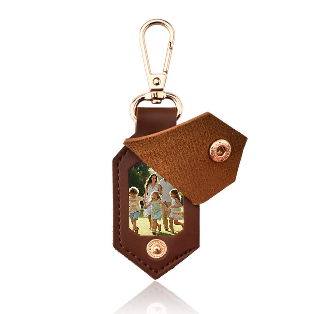 Personalized Photo and Calendar Leather Keychain with Custom Text Vale