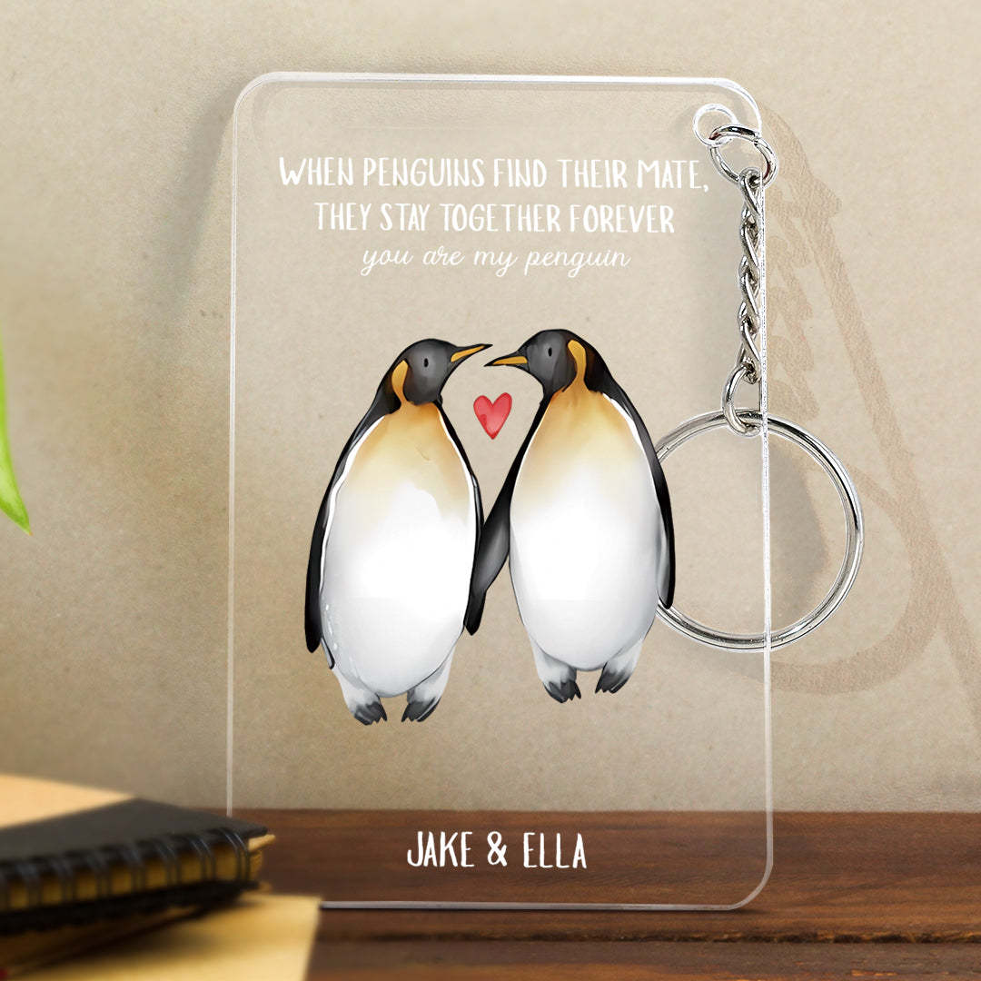 Personalised You're My Penguin Custom Text And Named Glass Plaque Gift For Him
