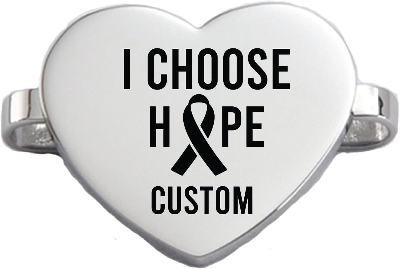 Custom Cancer Awareness Oval & Heart Metal Stud Accessory Smartwatch Bands - namenecklace