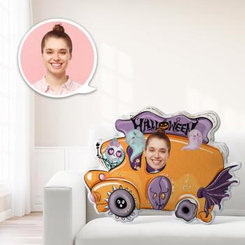 Halloween Face Pillow Custom Minime Pillow Halloween Gifts Orange Car - Giftlab